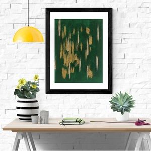 Green and gold abstract original canvas painting